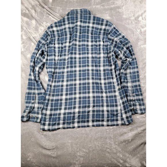 Kuhl Shirt Men's Medium Blue Plaid Dillingr Flannel Button Chest Pocket - Picture 9 of 9
